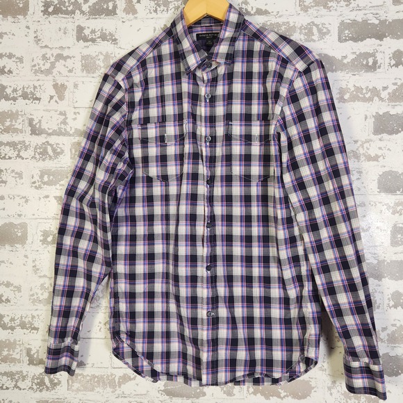 Banana Republic Other - Banana Republic Slim Fit Plaid Long Sleeve Button Down Shirt Men's Medium Purple